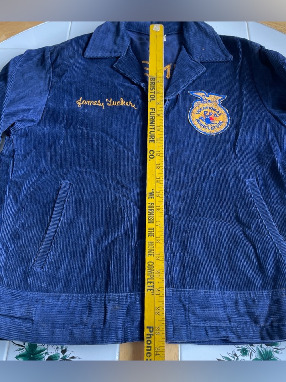 Vintage FFA Blue Corduroy Bomber Jacket 38/M Chainstitch Tennessee Fort Womack - Picture 8 of 15
